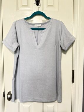 Zenana White Waffle Knit Short Sleeve Top